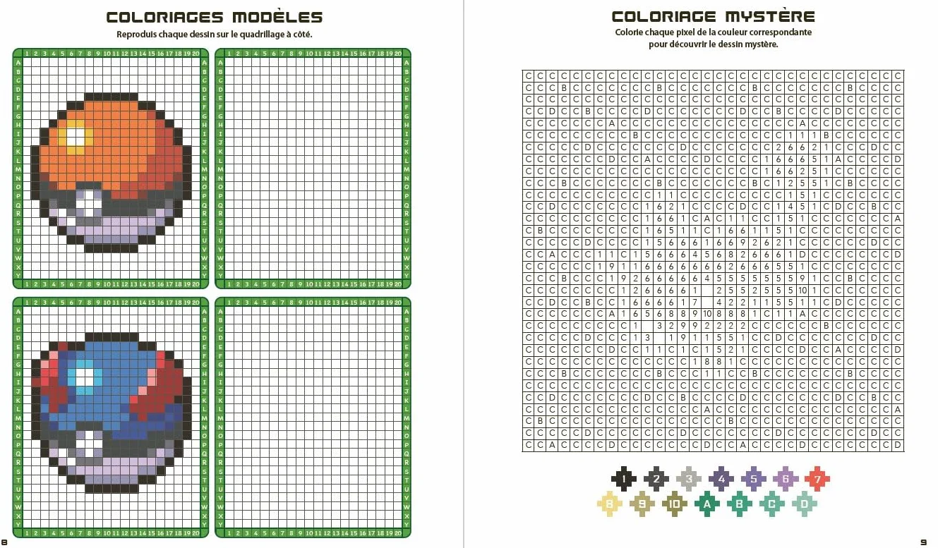 Pokémon Coloriages Pixels Cahier avec plus de 60 coloriages pixels Dès 5 ans