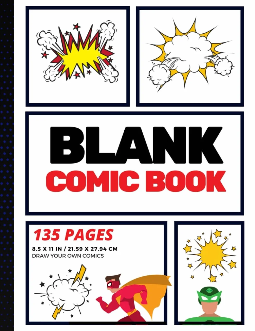 Blank Comic Book: Create Your Own Comic Strip, Blank Comic Panels, 135 Pages, Red (Large, 8.5 x 11 in.)
