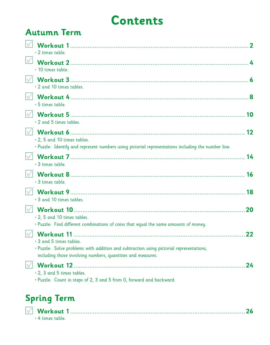 KS2 Year 3 Maths Times Tables 10-Minute Weekly Workouts