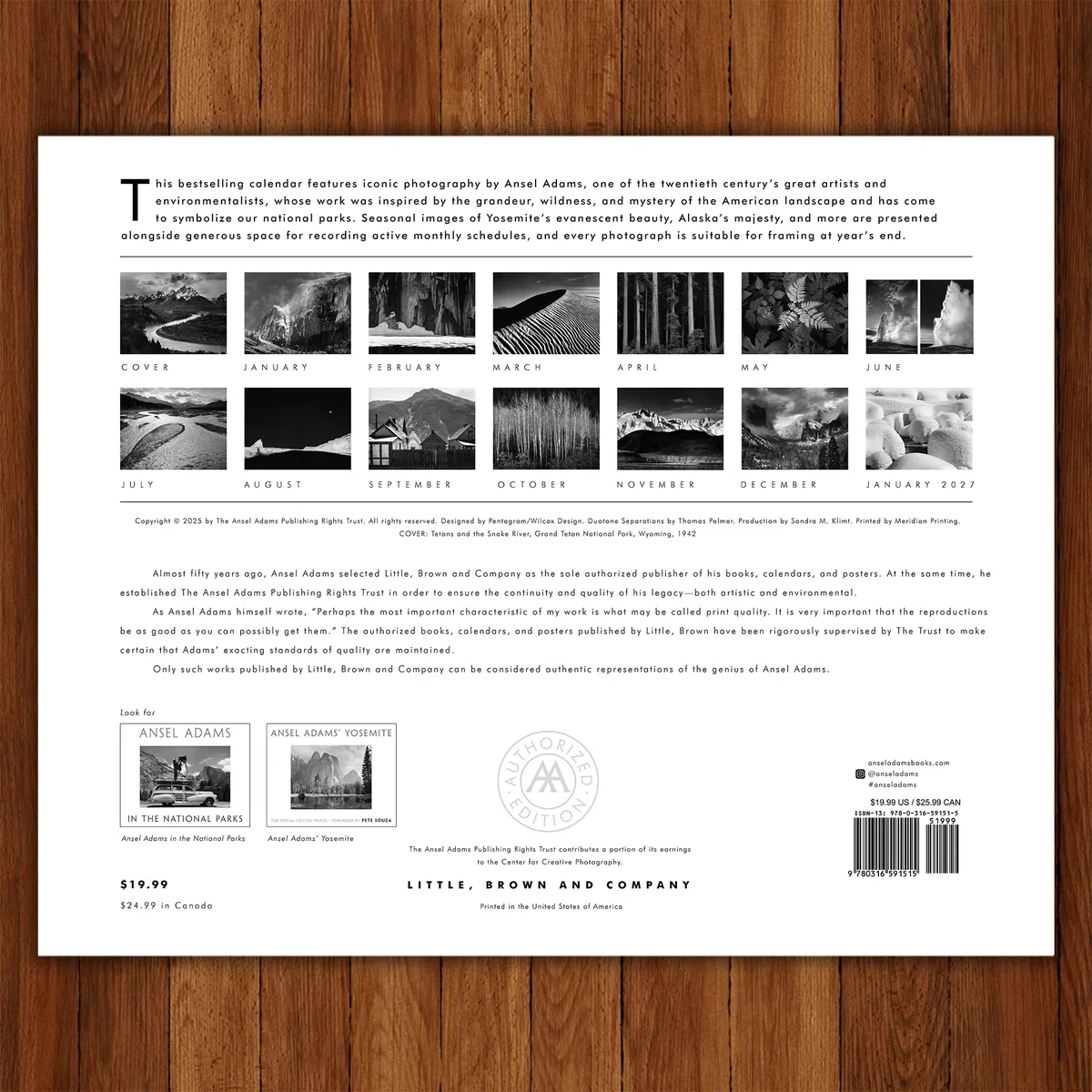 Ansel Adams 2026 Wall Calendar: Authorized Edition (Monthly Calendar)