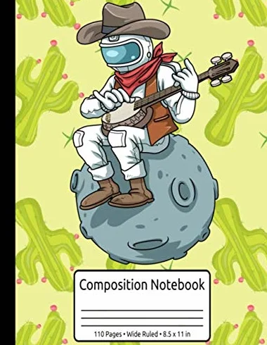 Bluegrass Banjo Country Music Banjo Gifts Cowboy Composition Notebook 110 Pages Wide Ruled 8.5 x 11 in: Stringband & Country Music Journal