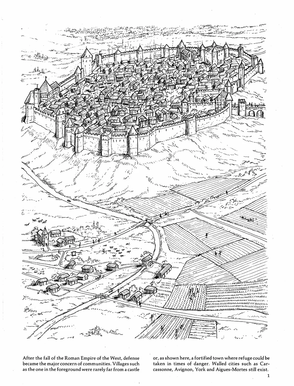 Life in a Medieval Castle and Village Coloring Book