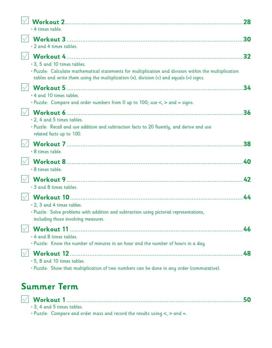 KS2 Year 3 Maths Times Tables 10-Minute Weekly Workouts