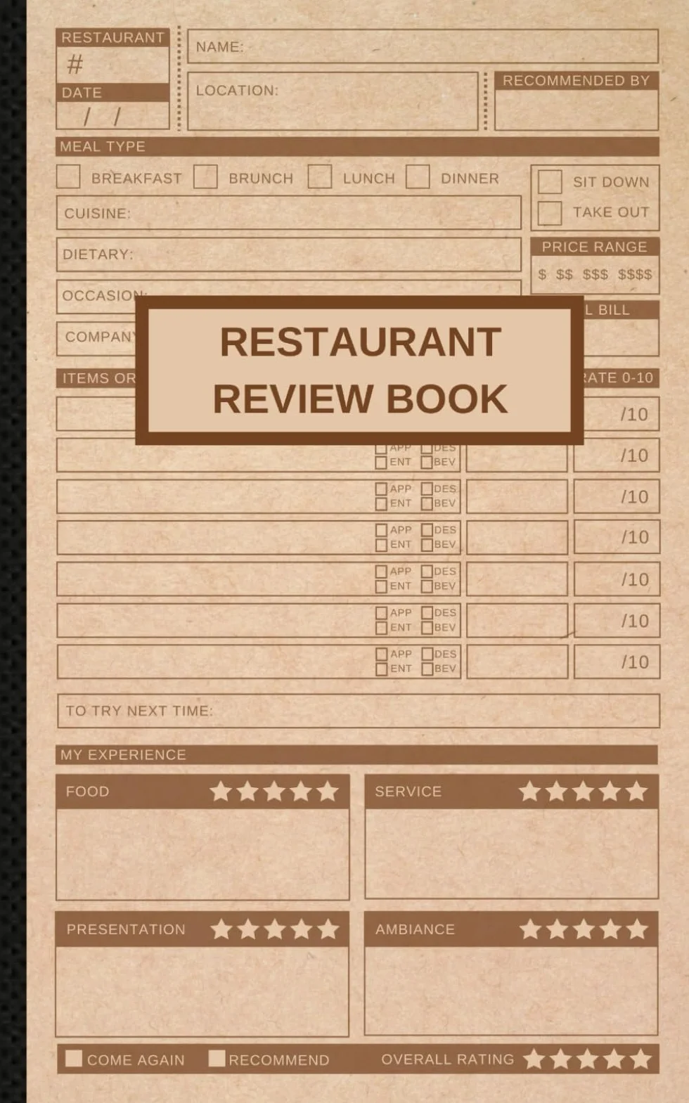 Restaurant Review Book