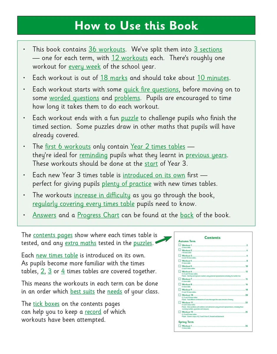 KS2 Year 3 Maths Times Tables 10-Minute Weekly Workouts